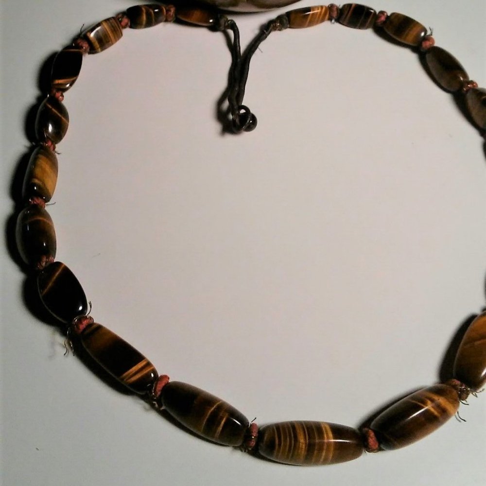 Vintage Healing Tiger Eye Necklace Hand Strung